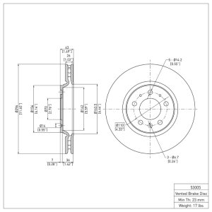 Pontiac Solstice Brake Rotor (1) - Front - DFC - Plain - `06-`10