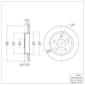 Ford Taurus Brake Rotor (1) - Rear - DFC - Plain - `93-`05