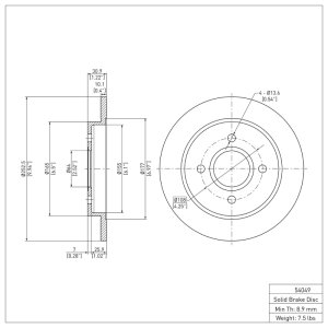 Ford Fiesta Brake Rotor (1) - Rear - DFC - Plain - `01-`19