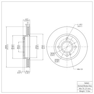 Ford Fiesta Brake Rotor (1) - Front - DFC - Plain - `11-`19