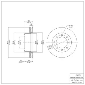 Ford F-350 Super Duty Brake Rotor (1) - Front - DFC - Plain - `05-`12