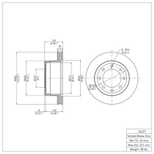 Ford F-250 Super Duty Brake Rotor (1) - Rear - DFC - Plain - `11-`22