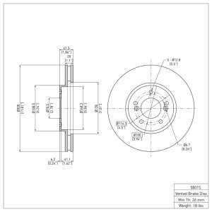 Acura RL Brake Rotor (1) - Front - DFC - Plain - `99-`04