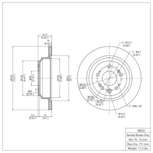 Acura RL Brake Rotor (1) - Rear - DFC - Plain - `05-`12