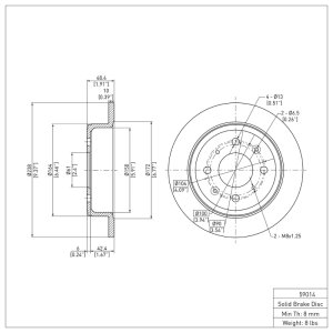 Acura Integra Brake Rotor (1) - Rear - DFC - Plain - `90-`01