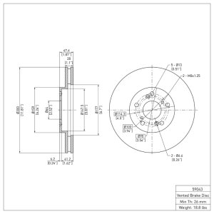 Acura TSX Brake Rotor (1) - Front - DFC - Plain - `99-`14 Acura TSX Brake Rotor (1) - Front - DFC - Plain - `99-`14