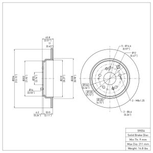 Acura MDX Brake Rotor (1) - Rear - DFC - Plain - `07-`17