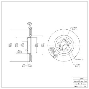 Acura TL Brake Rotor (1) - Front - DFC - Plain - `09-`14