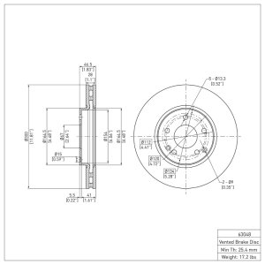 Chrysler Crossfire Brake Rotor (1) - Front - DFC - Plain - `96-`11