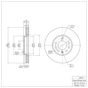 Cadillac BLS Brake Rotor (1) - Front - DFC - Plain - `03-`11