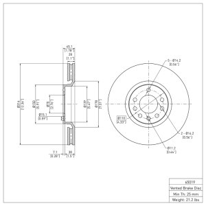 Cadillac BLS Brake Rotor (1) - Front - DFC - Plain - `03-`11