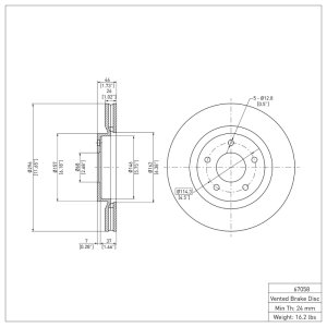 Nissan X-Trail Brake Rotor (1) - Front - DFC - Plain - `07-`15