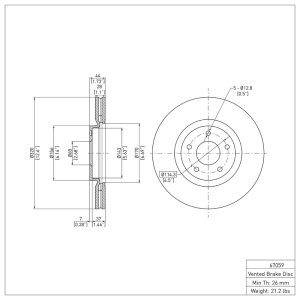 Nissan Sentra Brake Rotor (1) - Front - DFC - Plain - `07-`17