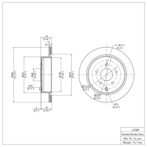 Infiniti FX37 Brake Rotor (1) - Rear - DFC - Plain - `03-`24