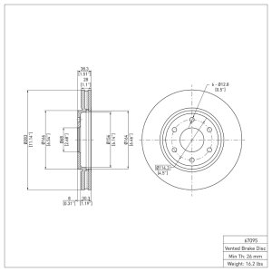 Nissan Frontier Brake Rotor (1) - Front - DFC - Plain - `05-`21