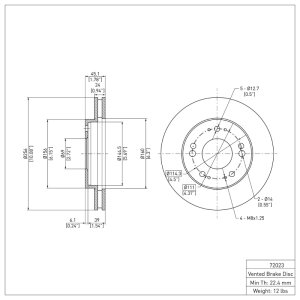 Chrysler Sebring Brake Rotor (1) - Front - DFC - OE Plain - `90-`05