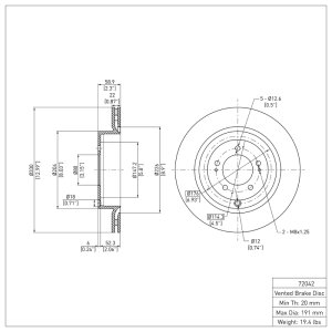 Mitsubishi Lancer Brake Rotor (1) - Rear - DFC - Plain - `08-`15 Mitsubishi Lancer Brake Rotor (1) - Rear - DFC - Plain - `08-`15