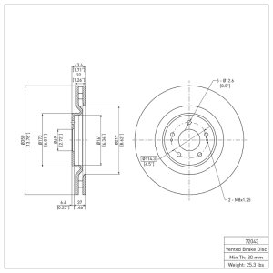 Mitsubishi Lancer Brake Rotor (1) - Front - DFC - Plain - `08-`15 Mitsubishi Lancer Brake Rotor (1) - Front - DFC - Plain - `08-`15
