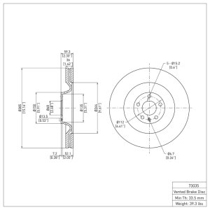 Audi A8 Brake Rotor (1) - Front - DFC - Plain - `05-`10