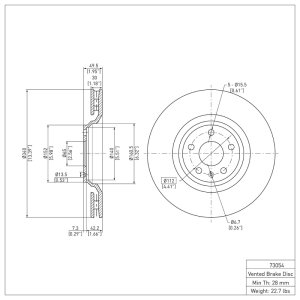 Audi TTS Quattro Brake Rotor (1) - Front - DFC - Plain - `08-`11