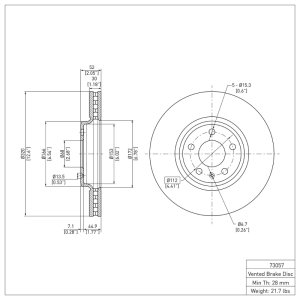 Audi A5 Brake Rotor (1) - Front - DFC - Plain - `08-`12