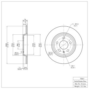 Audi A6 Quattro Brake Rotor (1) - Rear - DFC - Plain - `08-`25