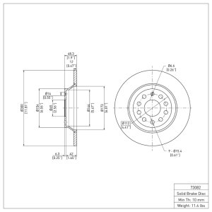 Audi Q3 Brake Rotor (1) - Rear - DFC - Plain - `16-`25