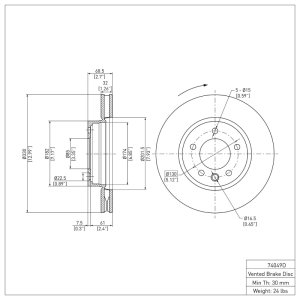 Porsche Cayenne Brake Rotor (1) - Right Front - DFC - Plain - `03-`18