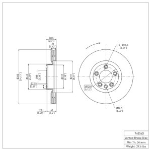 Porsche Cayenne Brake Rotor (1) - Right Front - DFC - Plain - `11-`18