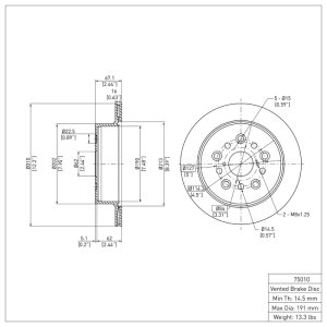 Lexus LS430 Brake Rotor (1) - Rear - DFC - Plain - `01-`06