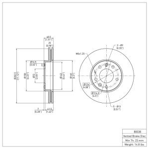Mazda 6 Brake Rotor (1) - Front - DFC - Plain - `03-`05