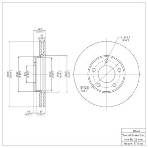 Mazda 3 Brake Rotor (1) - Front - DFC - Plain - `04-`13