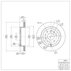 Ford Edge Brake Rotor (1) - Rear - DFC - Plain - `07-`12
