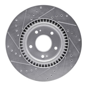Hyundai Sonata Brake Rotor (1) - Front Right - DFC - Drilled & Slotted - Silver - `11-`25