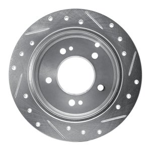 Hyundai Tucson Brake Rotor (1) - Rear Left - DFC - Drilled & Slotted - Silver - `01-`10