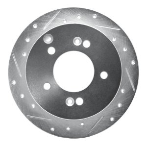 Hyundai Tucson Brake Rotor (1) - Rear Left - DFC - Drilled & Slotted - Silver - `01-`10
