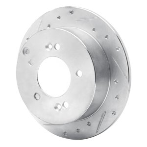Hyundai Tucson Brake Rotor (1) - Rear Left - DFC - Drilled & Slotted - Silver - `01-`10