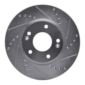 Hyundai Elantra Brake Rotor (1) - Front Right - DFC - Drilled & Slotted - Silver - `03-`13