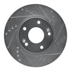 Hyundai Veloster Brake Rotor (1) - Front Right - DFC - Drilled & Slotted - Silver - `11-`25