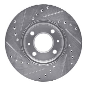 Dodge Attitude Brake Rotor (1) - Front Right - DFC - Drilled & Slotted - Silver - `12-`25