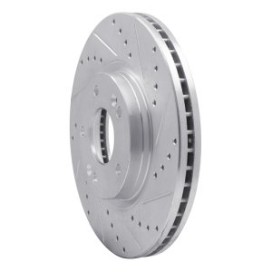 Hyundai Santa Fe Brake Rotor (1) - Front Right - DFC - Drilled & Slotted - Silver - `10-`13