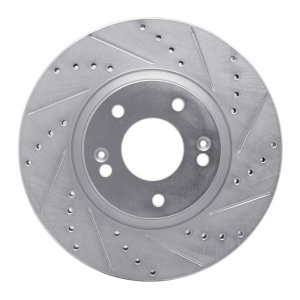 Hyundai Santa Fe Brake Rotor (1) - Front Right - DFC - Drilled & Slotted - Silver - `10-`13