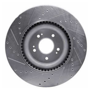Genesis G80 Brake Rotor (1) - Front Right - DFC - Drilled & Slotted - Silver - `18-`20
