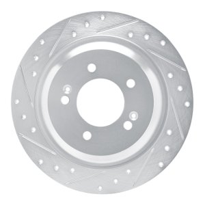Hyundai Kona EV Brake Rotor (1) - Rear Left - DFC - Drilled & Slotted - Silver - `21-`25