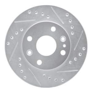 Ford Aspire Brake Rotor (1) - Front Right - DFC - Drilled & Slotted - Silver - `94-`02