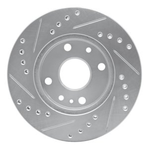 Ford Aspire Brake Rotor (1) - Front Right - DFC - Drilled & Slotted - Silver - `94-`02