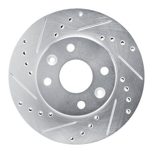 Kia Spectra Brake Rotor (1) - Front Left - DFC - Drilled & Slotted - Silver - `94-`00