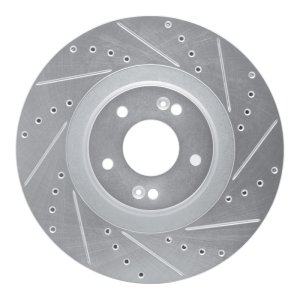Hyundai Palisade Brake Rotor (1) - Front Right - DFC - Drilled & Slotted - Silver - `20-`25