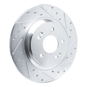 Hyundai Santa Fe Brake Rotor (1) - Rear Right - DFC - Drilled & Slotted - Silver - `21-`25