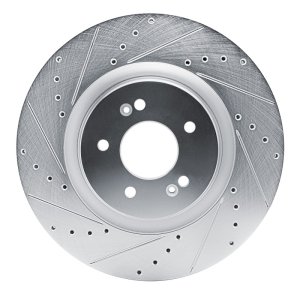 Hyundai Palisade Brake Rotor (1) - Front Left - DFC - Drilled & Slotted - Silver - `21-`26